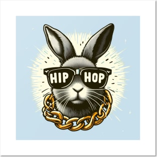 Hip Hop Easter Bunny Wearing Sunglasses and Gold Chain Posters and Art